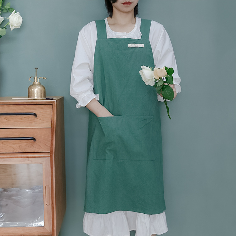 Title 3, Linen Jean Apron Simple Overclothes Kitchen Apron