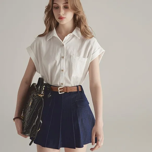 High Count Pure Cotton White Short Sleeves Milky White - Shop at LoveMi