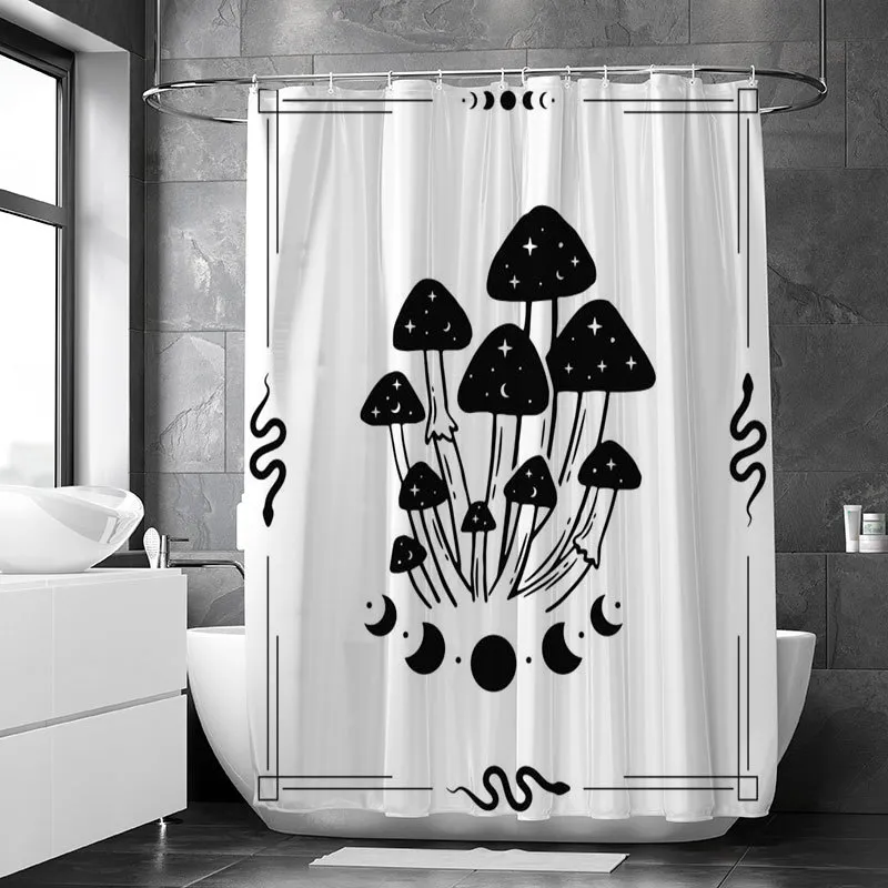 Magic Mushroom Moon Phase Waterproof And Mildew Proof Shower Cloth Bathroom Hanging Curtain - Gtmg35