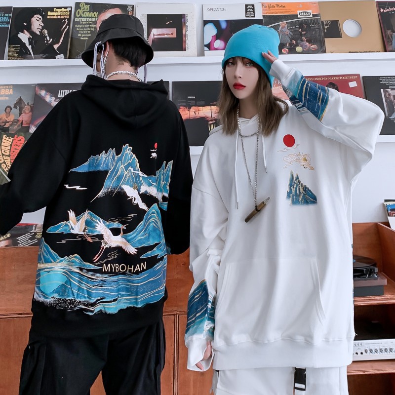 Hooded Sweater National Tide Men's And Women's Embroidery Loose Movement