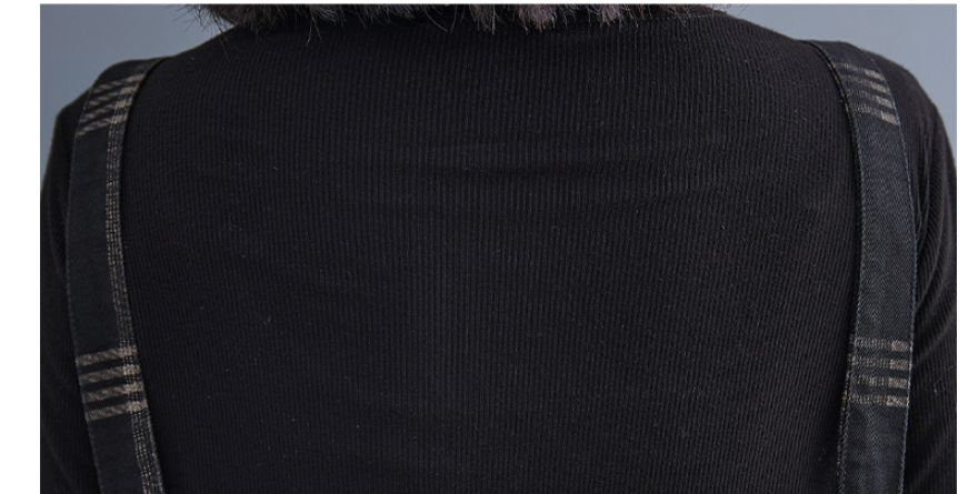 Autumn And Winter Large Size Grid Braces Sling Jeans Female