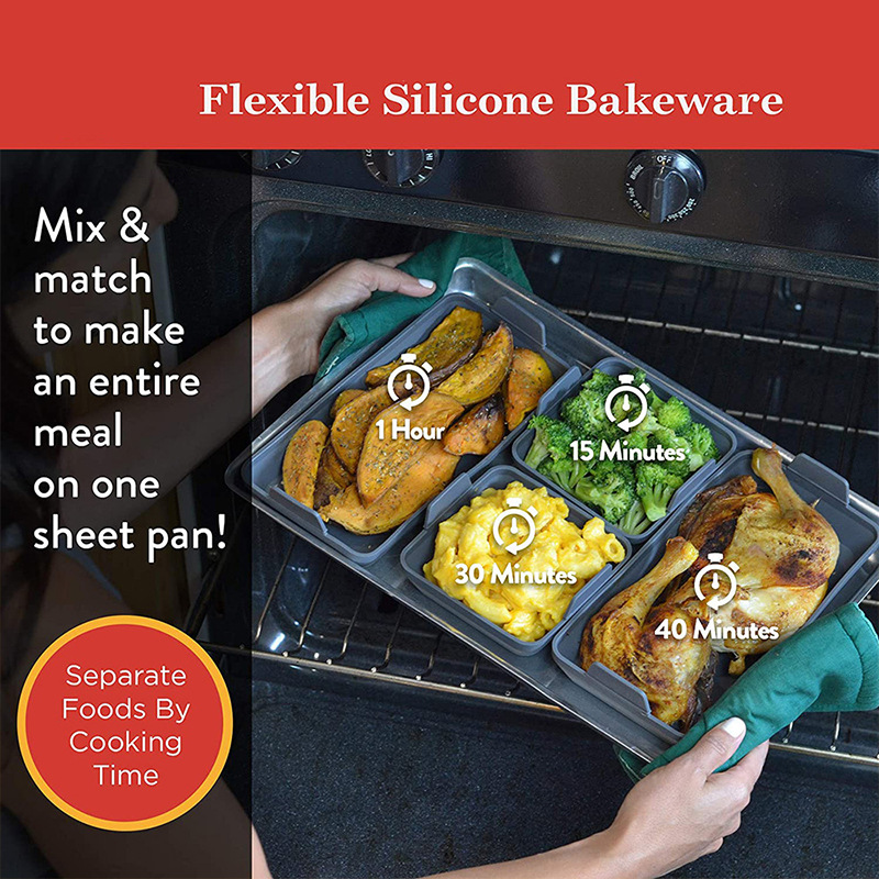 BEYONDARY Non-Stick Silicone Baking Pan 4-Piece Set