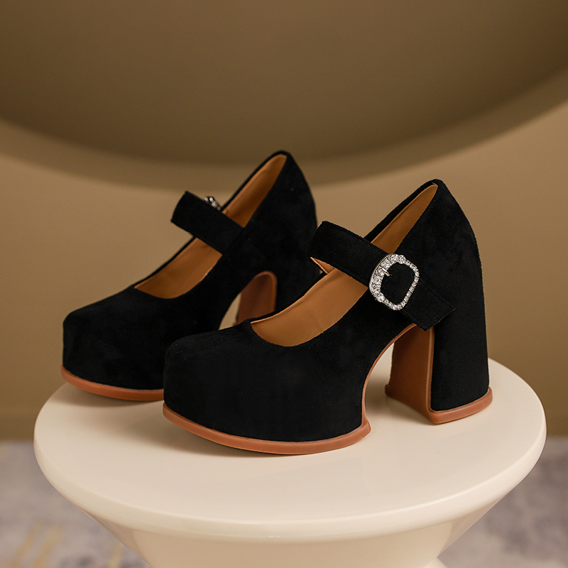 Faux Suede Mary Jane Heels