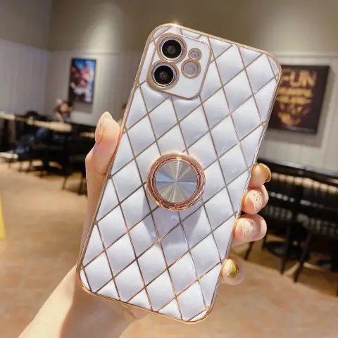Lambskin Electroplated Ring Holder Phone Case