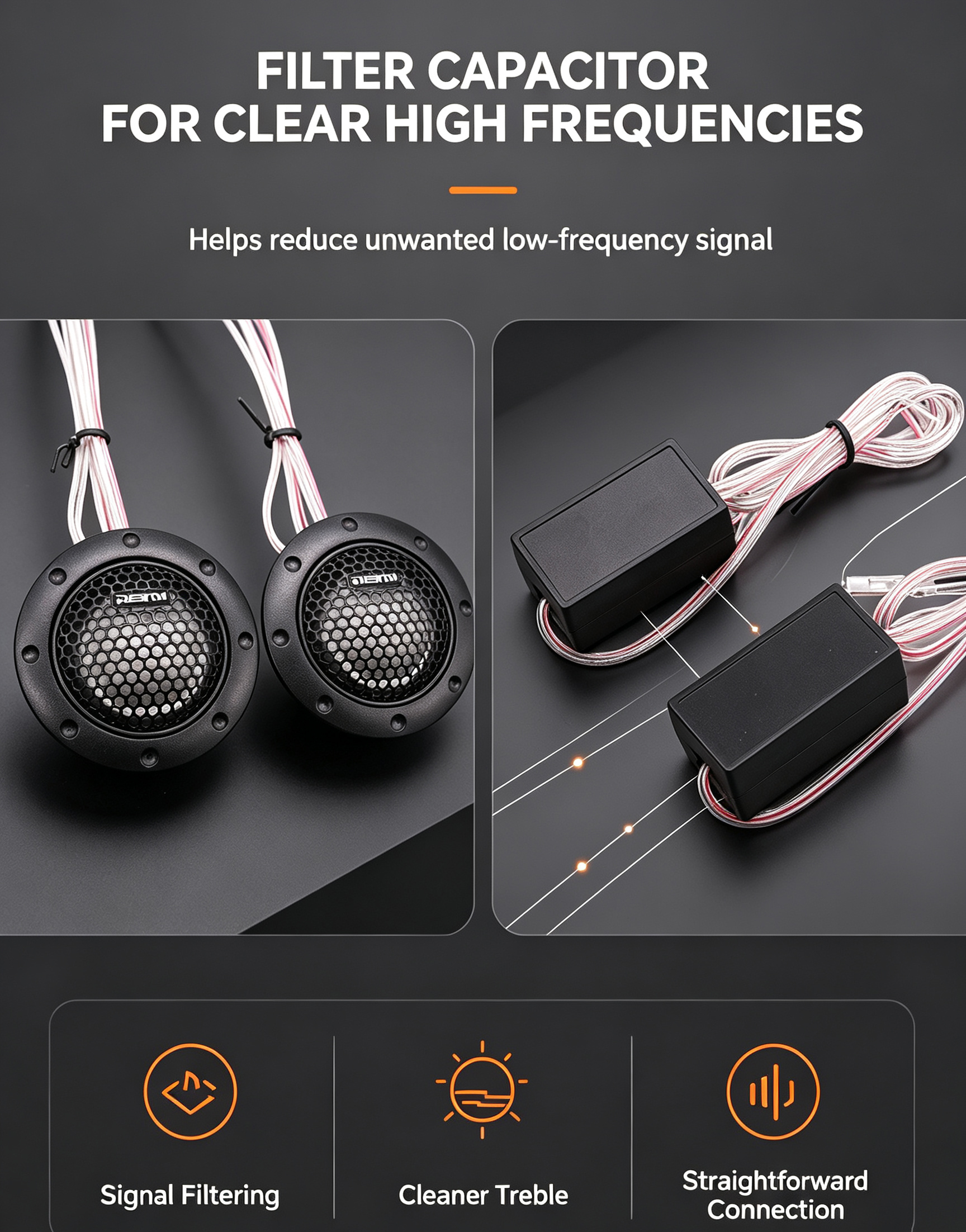 1.5 Inch Car Tweeter Speaker Dome Audio High Pitch Loudspeaker Car Audio Modification Accessory