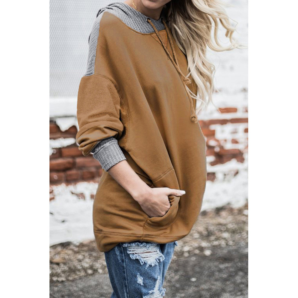 New Women's Hooded Casual Round Neck Stitching Sweater