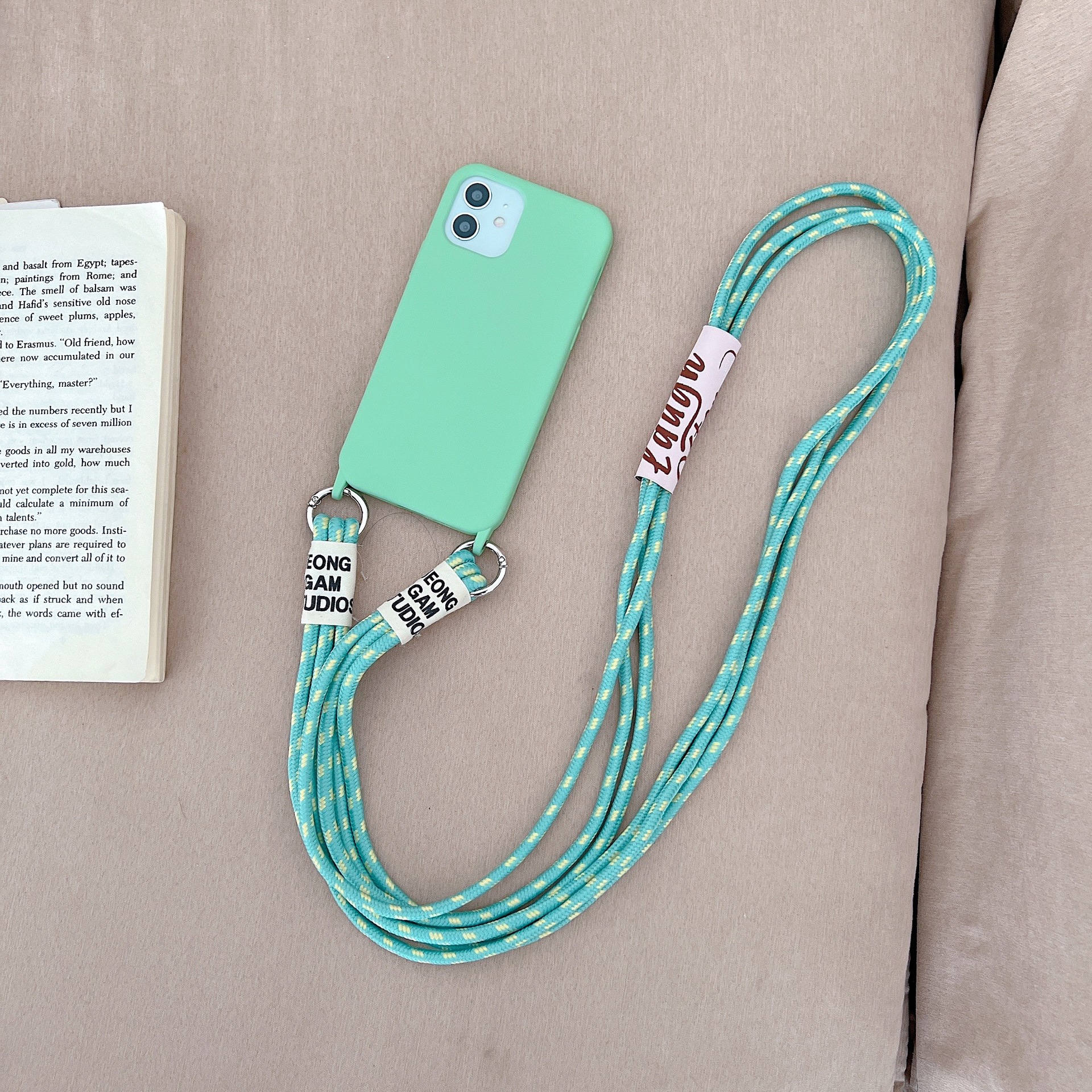 Light green twill lanyard