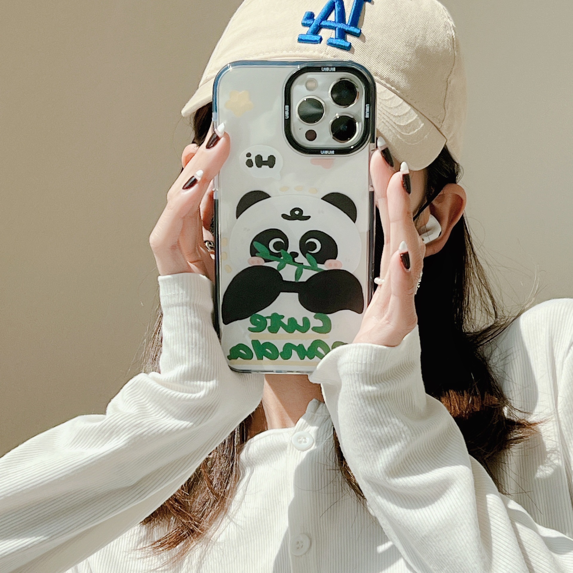 Cute Cartoon Mobile Phone Case Gnawing Bamboo Panda - Image 2