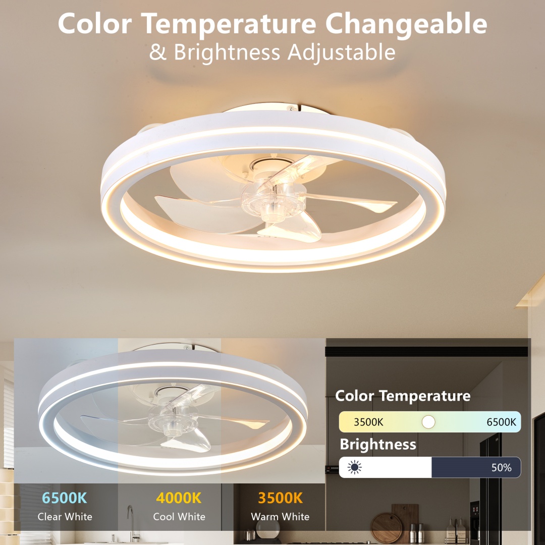 RGB Ceiling Fans With Lights, 19in Smart LED Ceiling Fan With Remote APP... 2