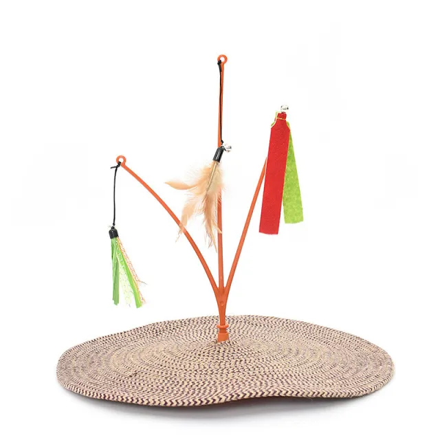 Italian Swing Tree Cotton Rope Cat Scratch Pad Feather Funny Cat Stick Red - Shop at LoveMi