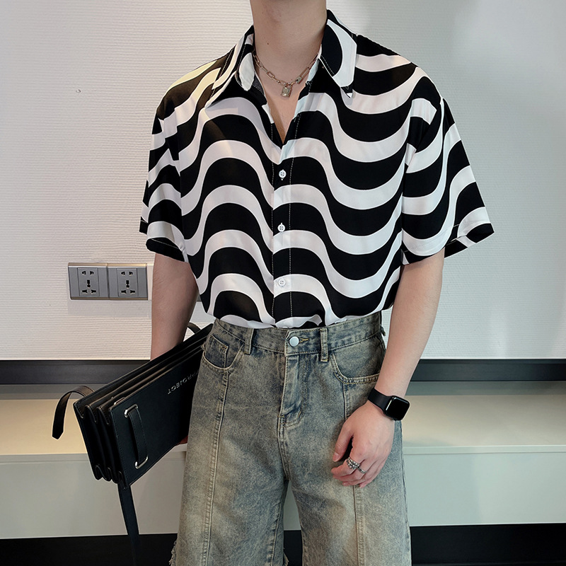 Retro Loose Drooping Shirt Men's Short Sleeve