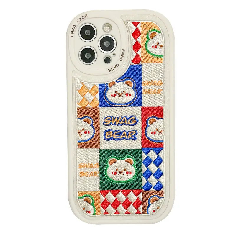 Cute Embroidered Bear And Rabbit Phone Case