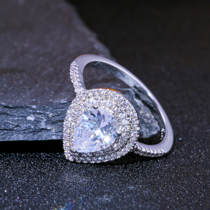 Creative New Hot Sale Fashion OL Pear-shaped Drop-shaped Zircon Ring Women's Fashion Jewelry