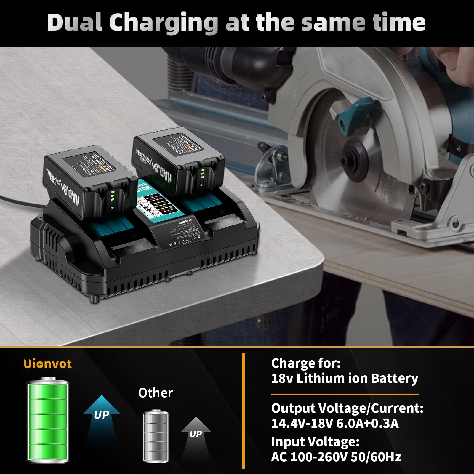 Dual Fast Charger For  18V Li-Ion Battery BL1860 BL1830 BL1850 BL1840 NEW — foto 10
