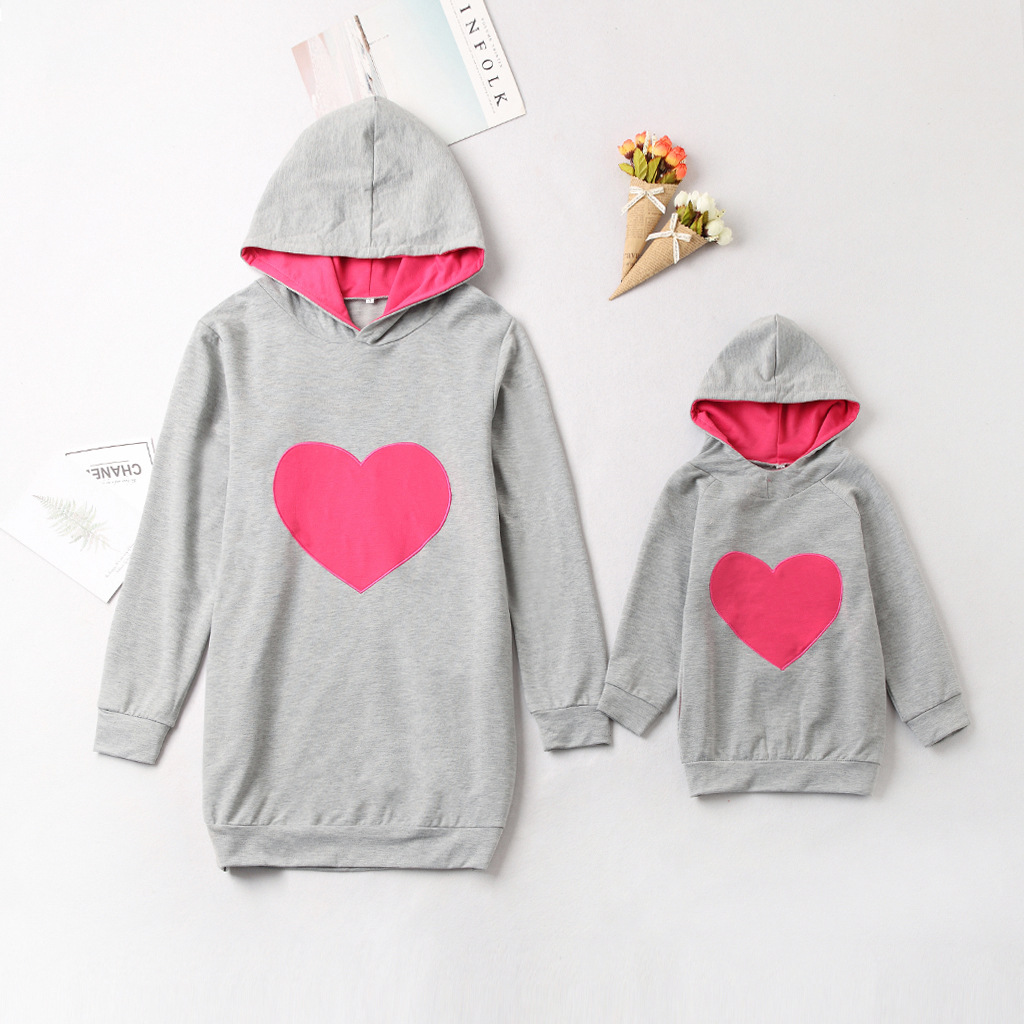 Heart-shaped Hooded Parent-child Women's Casual Sweater
