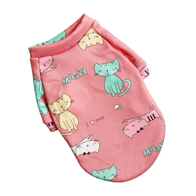 Pet Supplies Dog Fashion Thin Fleece Floral Sweater - Pink Cat