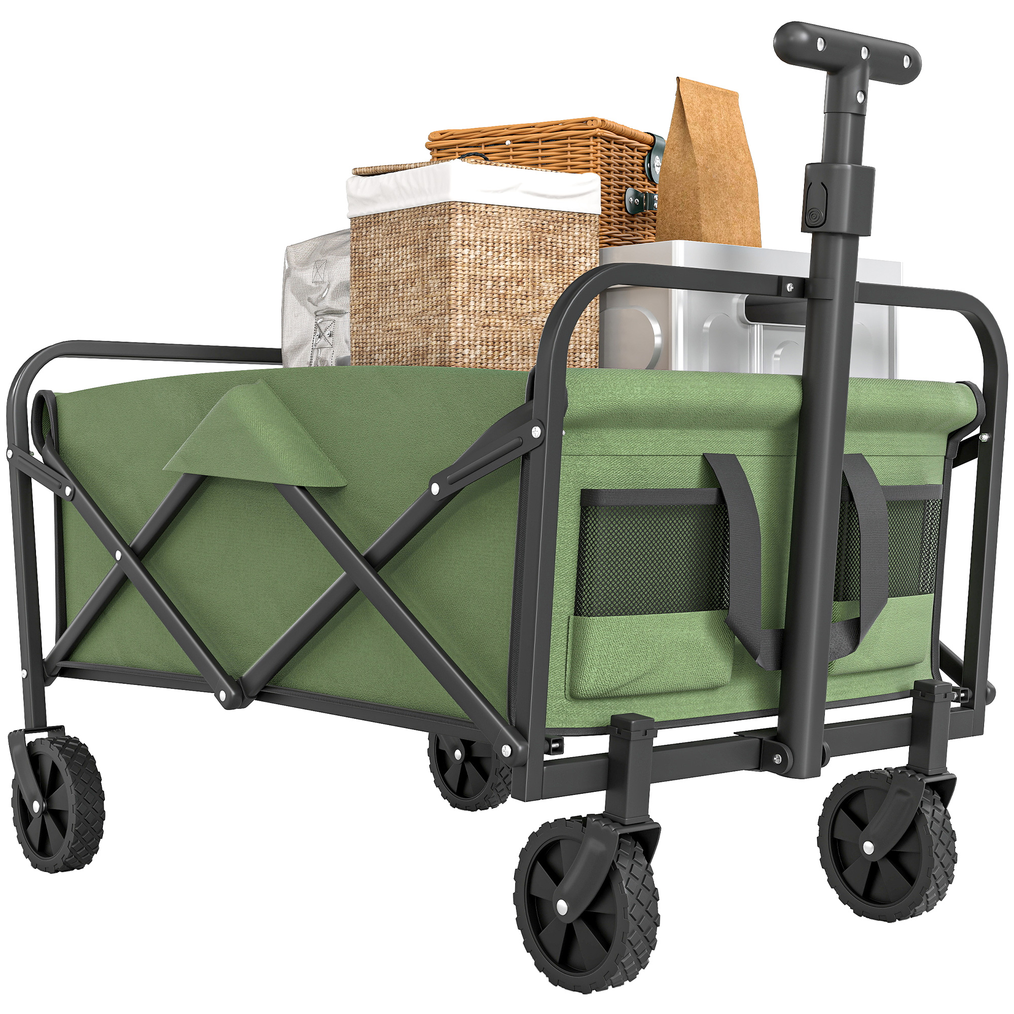 62L Festival Handcart With Wheels, Garden Folding 120kg Heavy Duty Foldable — image 4