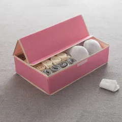 Underwear Storage Box For Household Socks Artifact - 17Grid Pink Hard Lid - View 1
