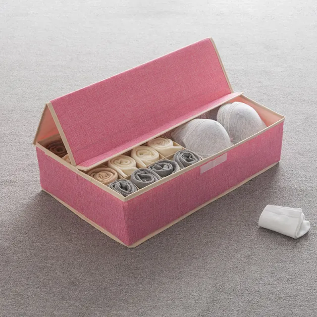 Underwear Storage Box For Household Socks Artifact 17Grid Pink Hard Lid - Shop at LoveMi