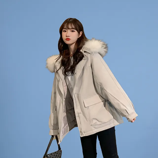 Women Loose Winter Coat Bread Clothes Beige - Shop at LoveMi