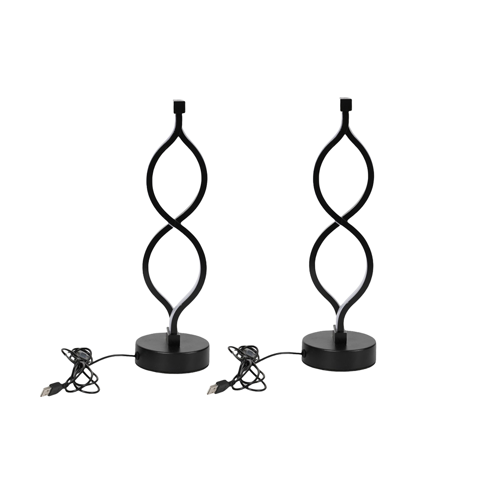 2Pcs Modern Wave-Shaped USB Desk Lamp With 3-Color Dimmable Lighting For Bedroom — foto 7