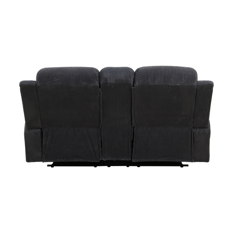 Pickup Only--Dark Grey Corduroy 3-Piece Living Room Recliner Sofa