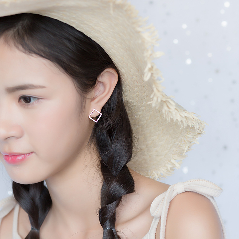 Female Korean Fashion Personality Square Earrings