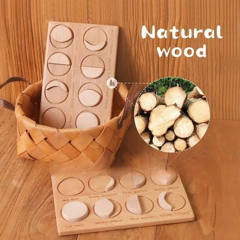 Early Education Wooden Moon Phase Cognitive Puzzle Board