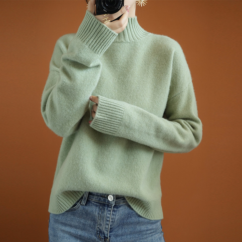 Title 1, Loose Flat Long-sleeved Knitted Sweater Thick L...