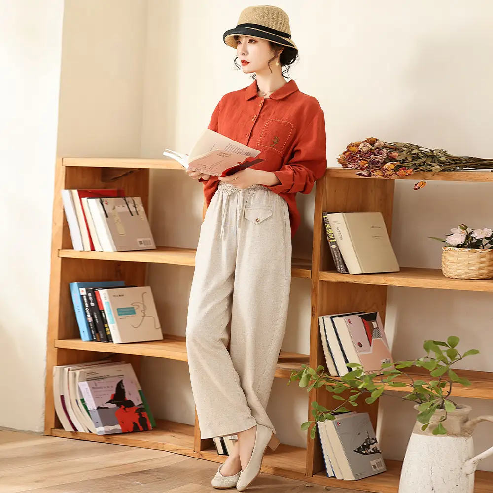 Women's New Cotton Linen Loose Casual Straight Pants