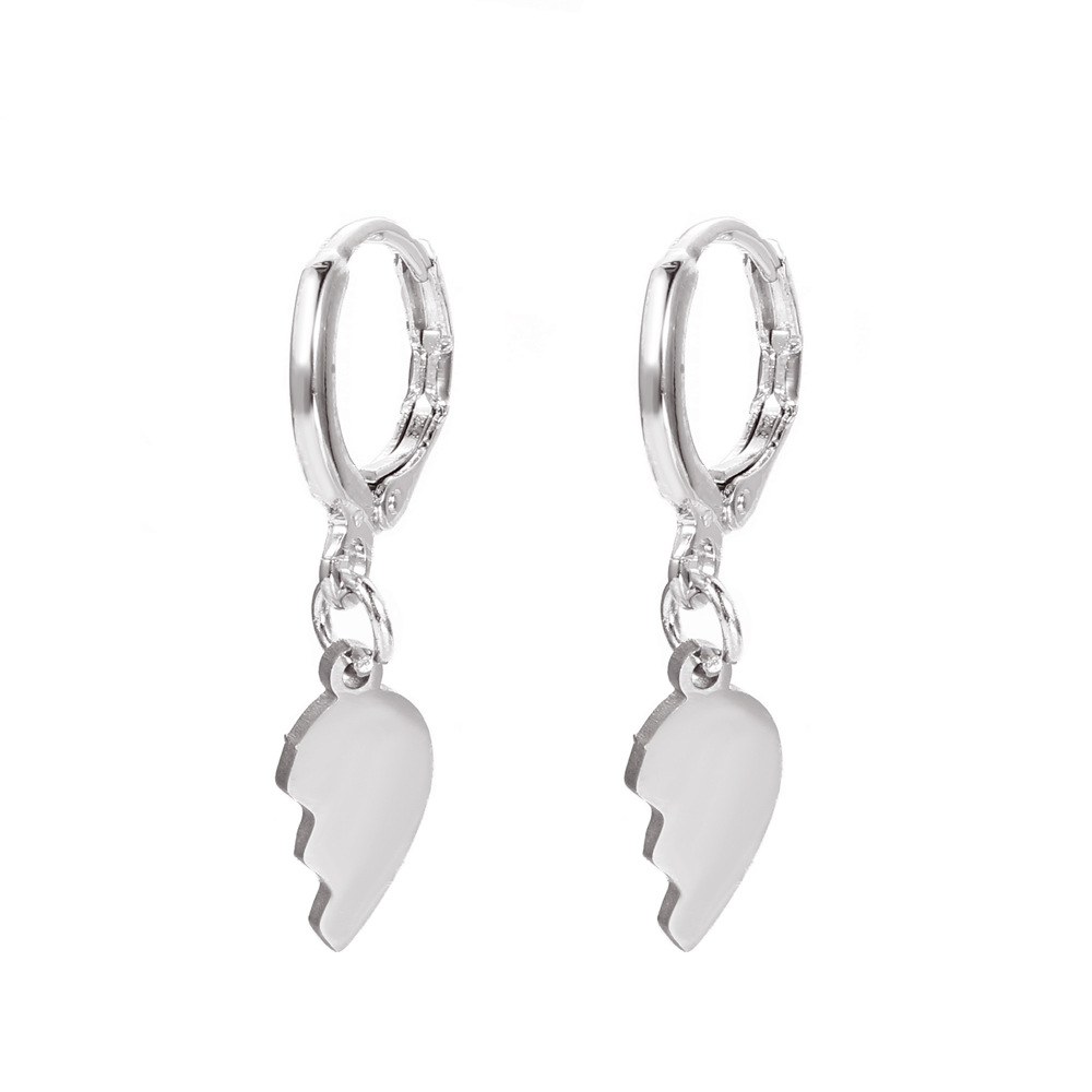 Stainless Steel Cracked Love Ear Buckle Earrings Vintage