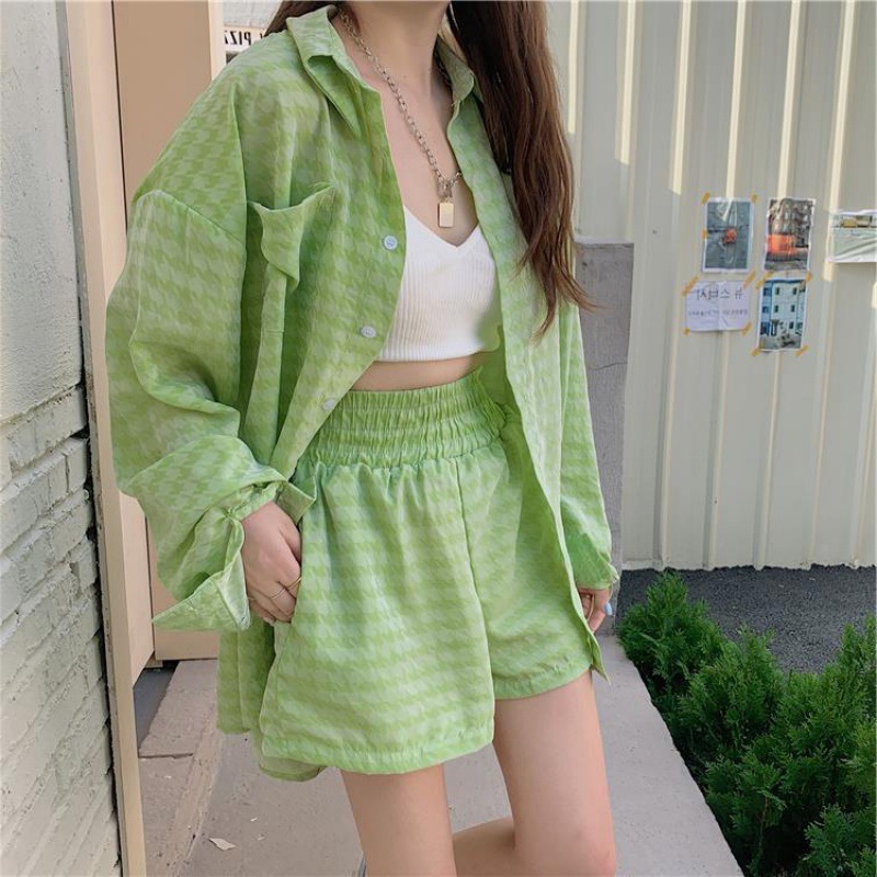 Title 4, Cardigan protezione solare, camicia verde a qua...