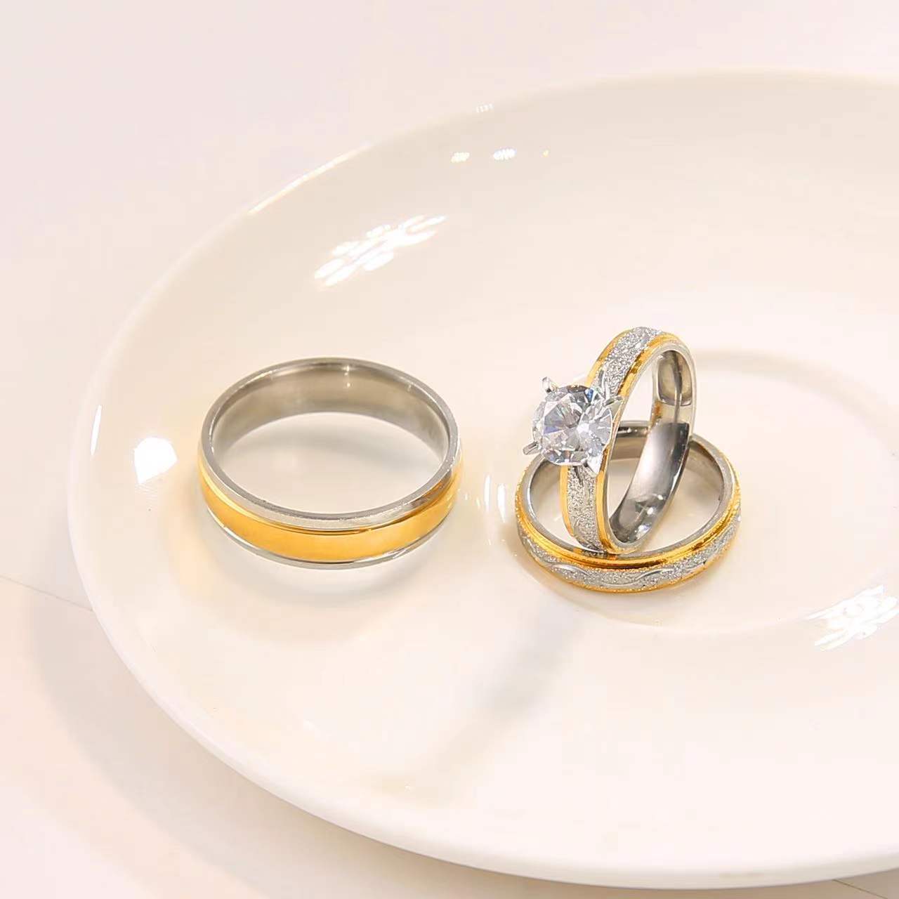 Rust Steel Ring European And America Couple Pair