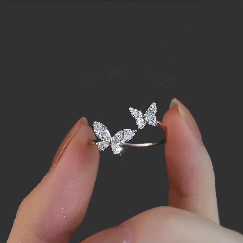 S925 Sterling Silver Butterfly Ring Female