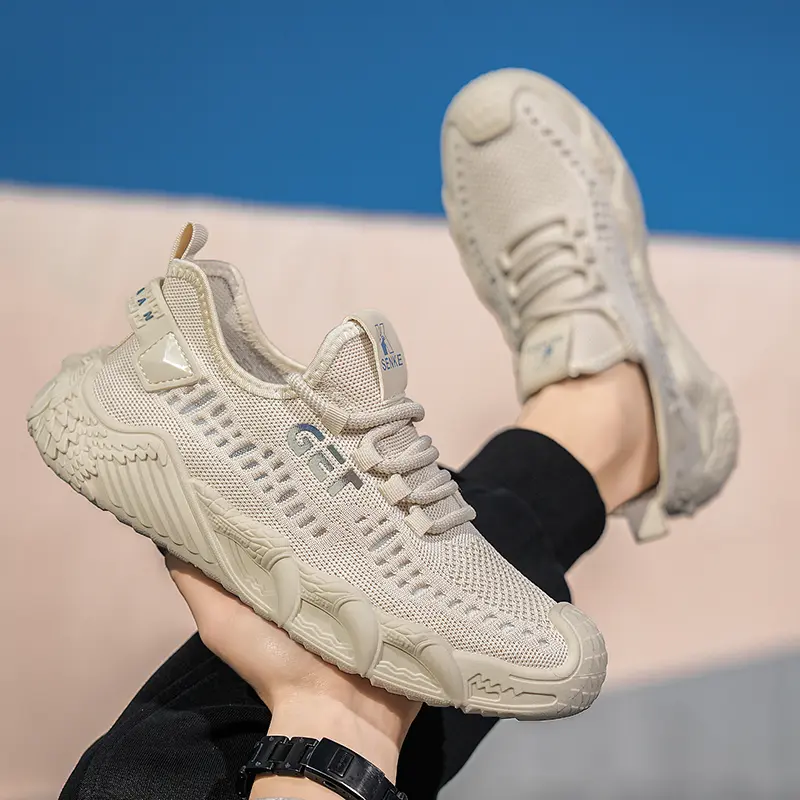 2026 New Summer Breathable Fly Knit Mesh Shoes For Men, Hollow Out Running Sneakers, Soft Sole Casual Men's Footwear