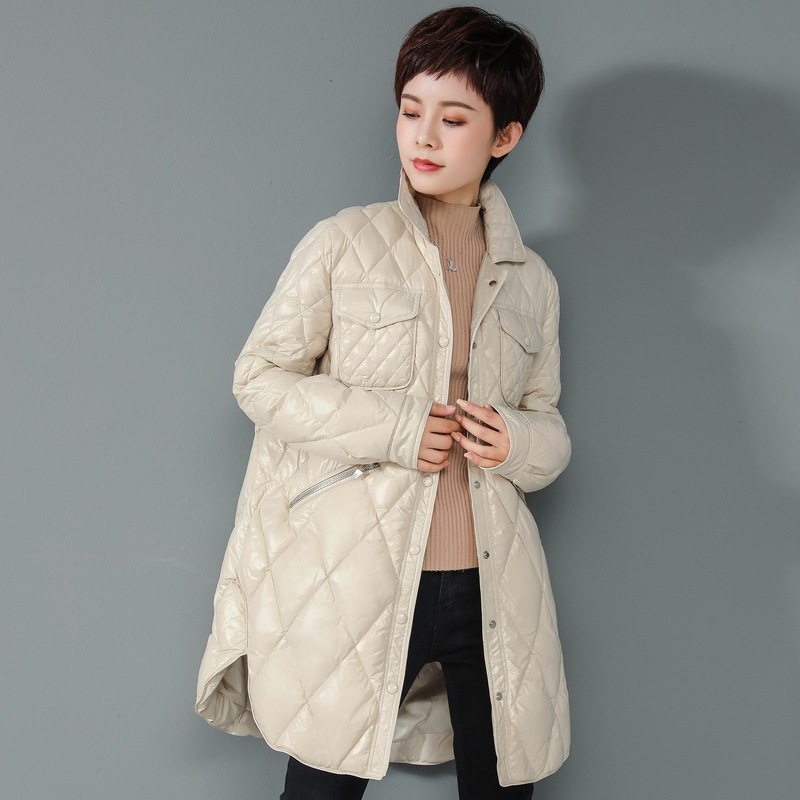 Loose White Duck Down Warm And Thin Coat Jacket