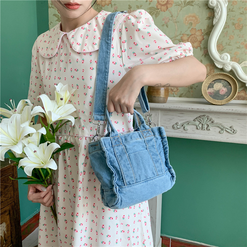 Title 4, Retro Einfache Gewaschene Denim-Tasche Koreanis...