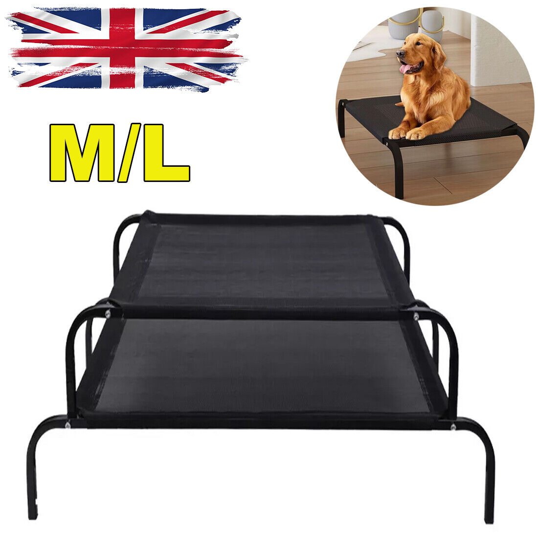 Elevated Dog Bed Pet Cat Mesh Camping Cot Indoor Outdoor Waterproof Two Size UK Thumbnail 5