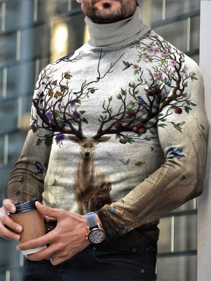 Title 1, Heren lange mouw turtleneck T-shirt met herfst-...