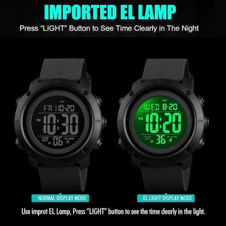 Men's Digital Sports Watch, Waterproof Military Watch With Backlight 5