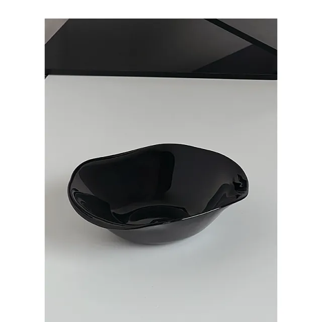 Black Wind Solid Color Niche Simple Irregular Ceramic Bowl Black - Shop at LoveMi