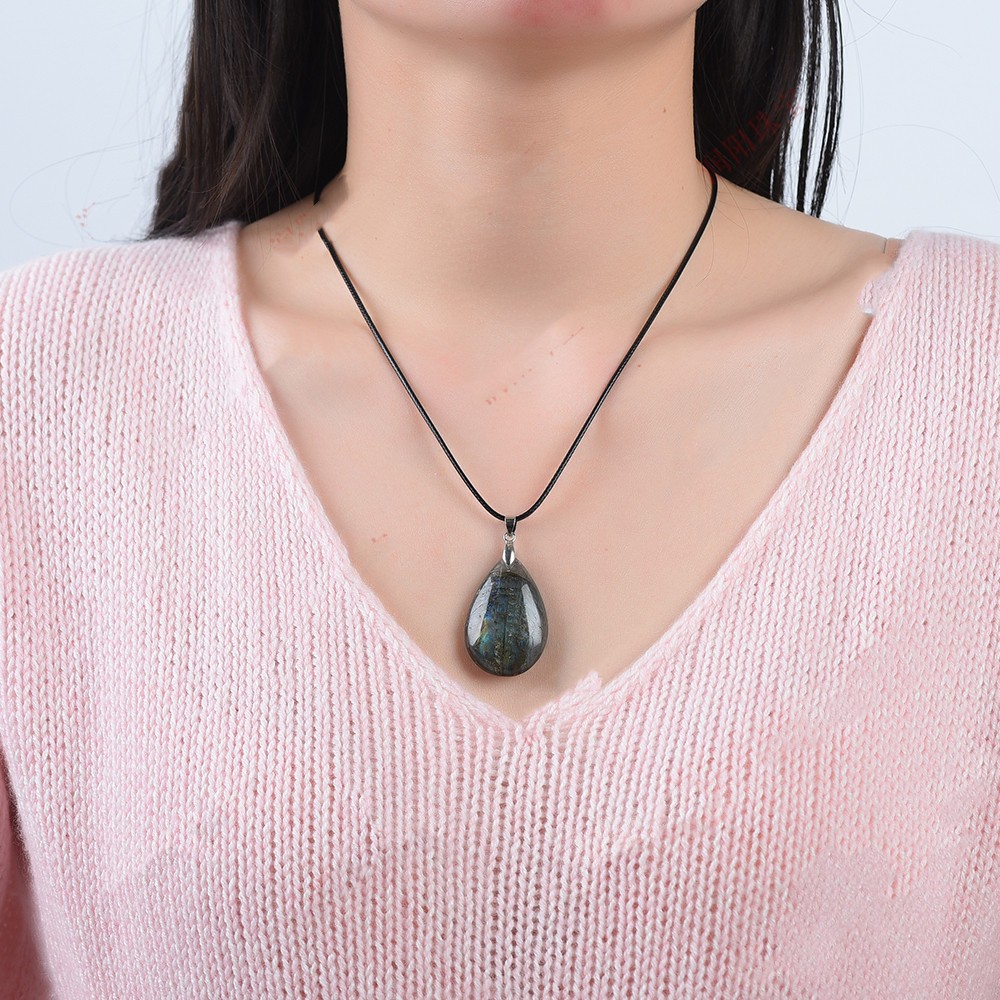 Moonlight Stone Water Droplet Pendant Necklace