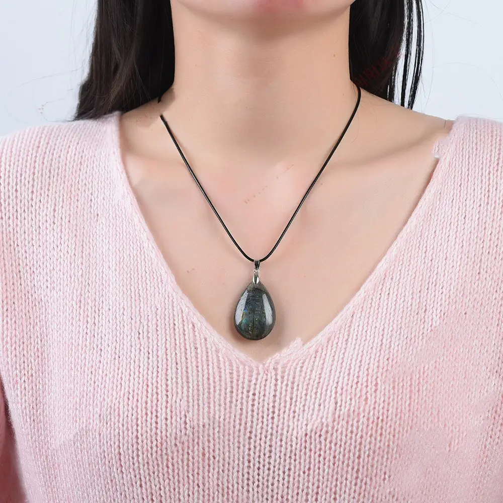 Moonlight Stone Water Droplet Pendant Necklace