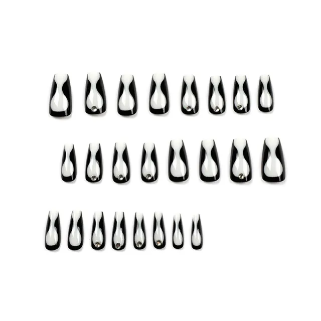 Wearable Manicure Black Line Rhinestone Nail Patch 1 Style - Shop at LoveMi