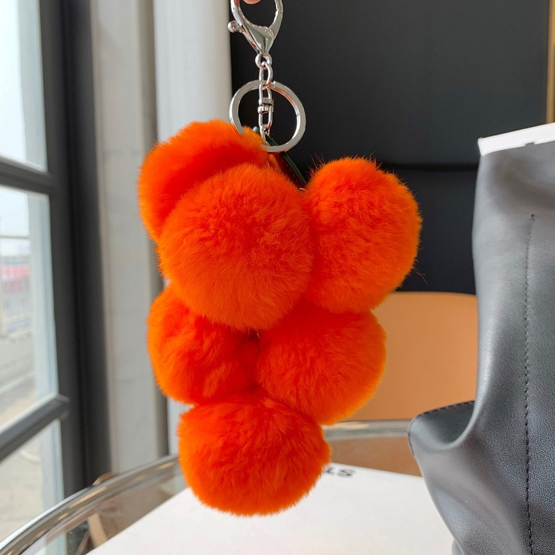 Creative Fruit Hairball Grape String Key Chain Orange - Shop at LoveMi