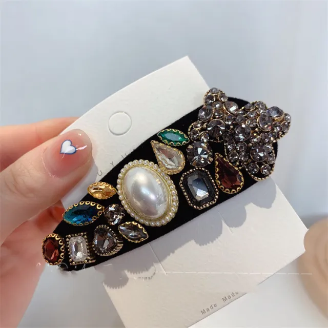 Vintage Baroque Pearl Color Velvet Drop Hair Clip Black - Shop at LoveMi