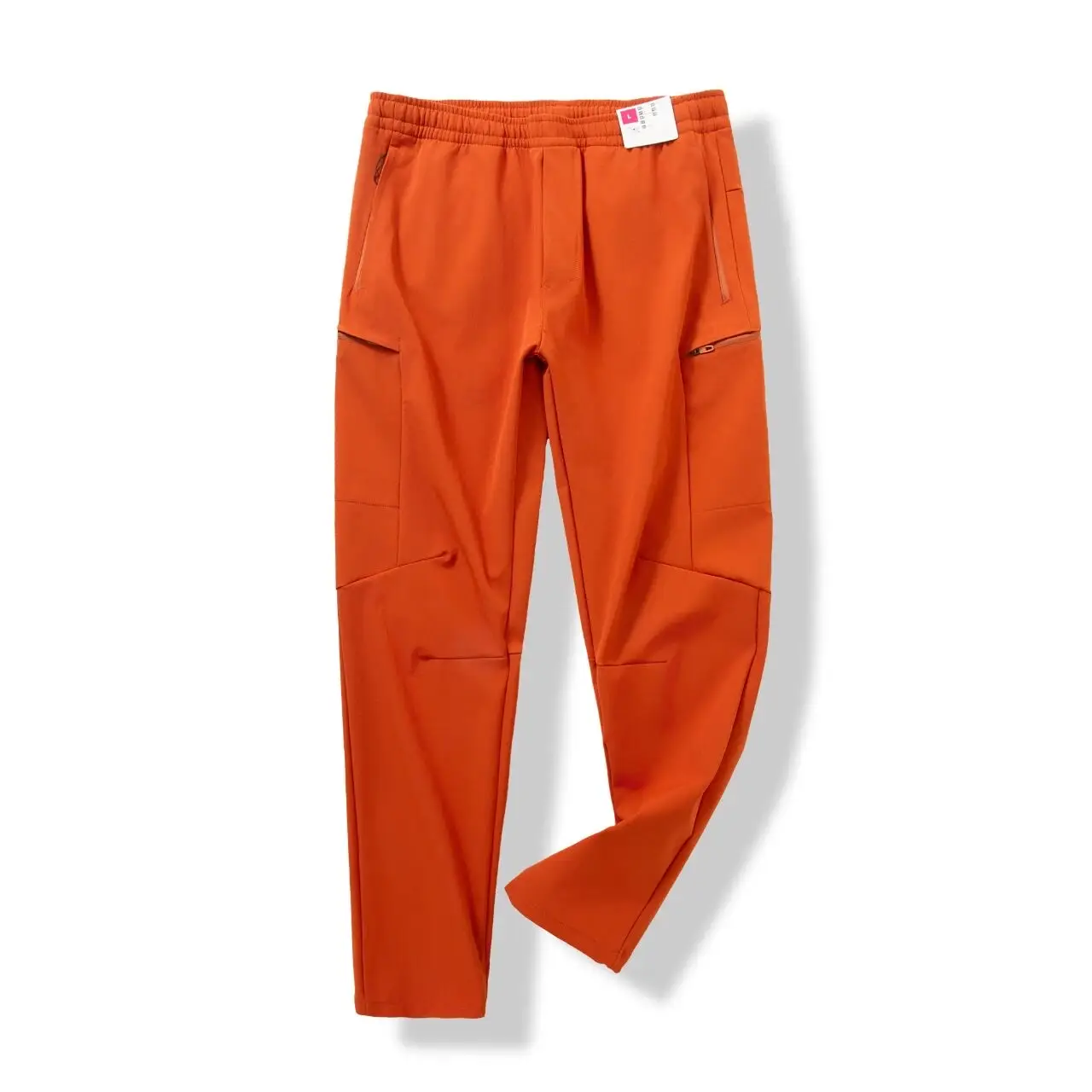 Men Stretch Softshell Cargo Pants Windproof Abrasion Resistant, Elastic Drawstring Waist Outdoor Pants For Hiking Camping Travel Daily Commute