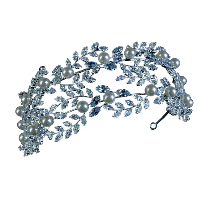 Delicate Pearl Crown Bridal Wedding Silver - Shop at LoveMi