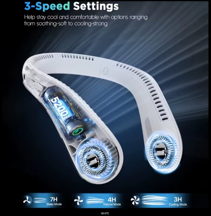 Portable Neck Fan 5200mAh Rechargeable Bladeless Cooling Fan thumbnail 3