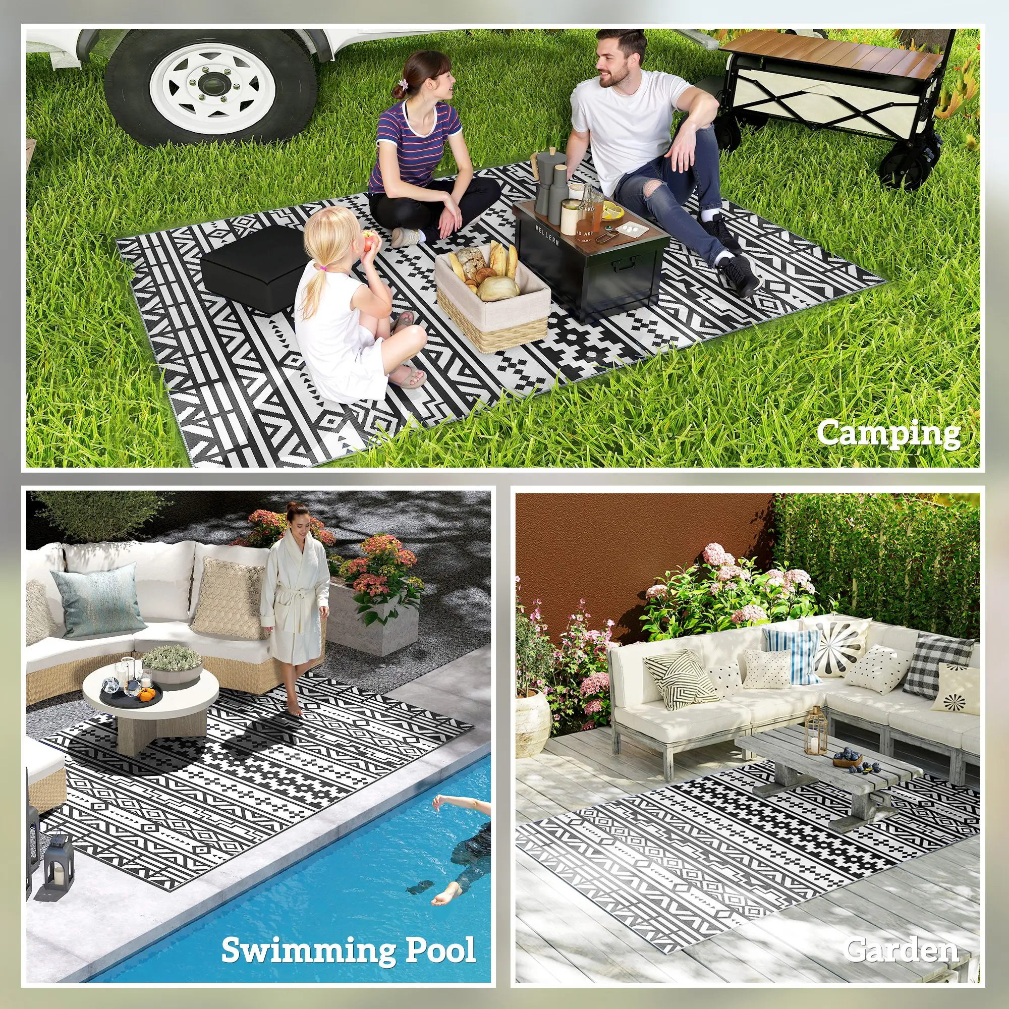 Reversible Outdoor Rug, Waterproof Plastic Straw